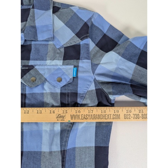 Columbia Blouse Womens Medium Shirt Blue Plaid Pockets Long Sleeve Outdoor - Picture 9 of 11